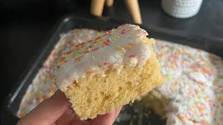 SCHOOL CAKE RECIPE | SPRINKLE VANILLA SPONGE CAKE | TRAY BAKE