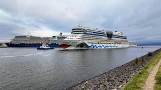 4K Kreuzfahrtschiff-Dreifachanlauf in Rostock-Warnemünde 13.07.2024