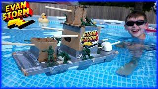 Sink Or Float DIY Toy Navy Boat Challenge with PLASTIC ARMY MEN