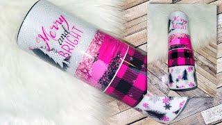 Merry and Bright Vinyl and Glitter Christmas Tumbler Tutorial