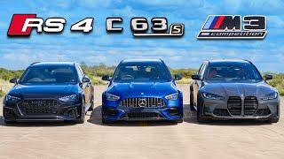 AMG-C63 baru vs BMW M3 vs Audi RS4: DRAG RACE