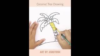 Coconut Tree Drawing - Easy Drawing Ideas - Art By Ashutosh - #087