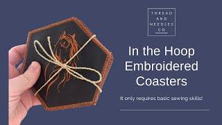 In the hoop embroidery coaster design, embroidery project on how to make coasters #inthehoop #sew