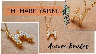 PENDANT | H letter necklace making with crystal and seed beads | Jewelry design