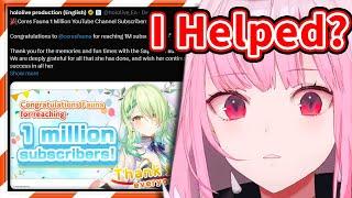 Calli Reacts for Helping Fauna to Reach 1 Million Subs Before Her Graduation 【HololiveEN】