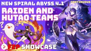 F2P Hutao Double Hydro + Raiden Teams - New Spiral Abyss 4.1 - Floor 12 9 Stars [Genshin Impact]