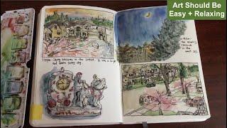 A Calming Daily Routine Of Sketching From Life Observation  Art Journal in Ink And Watercolors