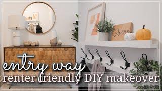 ENTRYWAY MAKEOVER Renter Friendly / Small Entryway Organization & Decorating / Decorating Ideas 2020