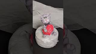 декор на торт. влюблённый милый котик из мастики/Sugar paste cat love Лепка из мастики для начинающи