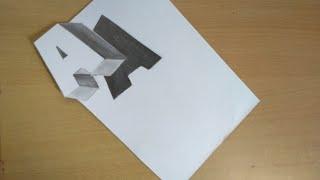 How to draw 3D floating 'A' Drawing by ||Abhi Artzz