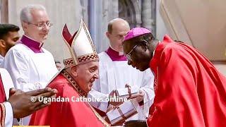 Archbishop Raphael P'mony Wokorach receives his Pallium from Pope Francis in Rome