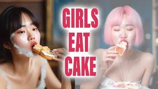 AI lookbook asian girls eat cake virtual humans