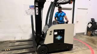 2014 Crown RC5500 Narrow Aisle Forklift, Mast 190" Cap 3000 Lbs., 2021 Battery Serial 1A419174