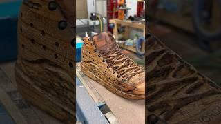 Carved Jordan wood shoe to mount in military plaque! #jordan #woodcarving #woodart #talla #madera