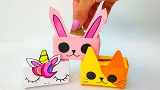 Origami Piggy Bank Cat, Unicorn and Bunny | Easy Crafts Idea