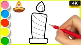 How to draw Diwali candle Drawing | Diwali festival candle drawing step by step /mombatti ka drawing