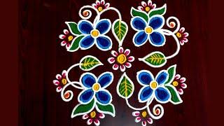 4 dots rangoli#flowers rangoli#beginners rangoli#kolam#rangoli#kolam