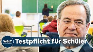 SCHULE NACH OSTERN: Armin Laschet drohnt mit Testpflicht - Schulöffnungen unsicher