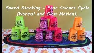 Speed Stacking - Four Colours Cycle (Normal and Slow Motion).