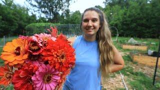 Hang out with me in the GARDEN! (pruning & pickin' peppers & a bouquet!) | Calico Cow Acres