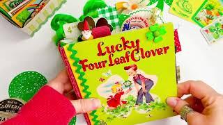 Lucky Four Leaf Clover vintage children’s book handmade junk journal relaxing slow flip through