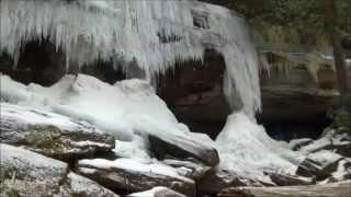 Four Frozen Waterfalls in Snow near Asheville NC