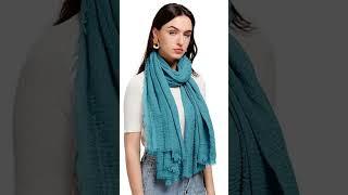 Women's UV protection premium light weight wrinkle ironless crinkle cotton hemp summer scarf stoles