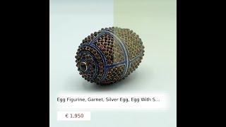 Egg Figurine, Garnet, Silver Egg, Egg With Stand, Beautiful Showpiece With Shiny Look Best Home, ...