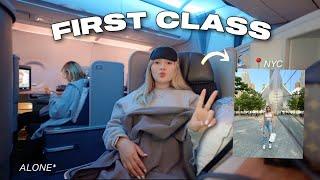 Flying FIRST CLASS to New York City *alone* | exploring for 5 days