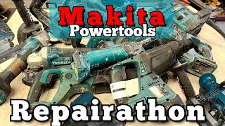 Makita powertools Repairathon. A full load 15 Makita tools repaired in one go.