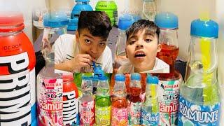 Ramune,Boba and Prime taste testing and guessing the flavors with Roy and Den#fypシ  #family  #funny