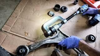 (Oddly Satisfying) Using Ball Joint Tool to Press In Bushing - How To Control Arm Repair Mechanic