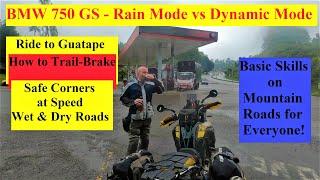 BMW 750GS - Trail Braking - Easy Corners - Rain & Dynamic Modes - Pereira to Guatape, Colombia.