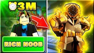 Rich Noob Opens 1000 Future Gets Many OP Godly Clockmen! Toilet Tower Defense Roblox