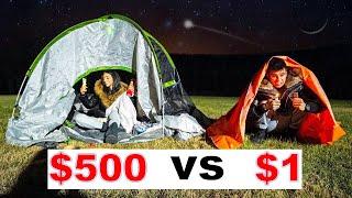 $1 VS $500 OVERNIGHT SURVIVAL CHALLENGE!