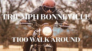 Triumph Bonneville T100 British Customs full exhaust system walk around