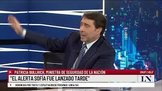 Patricia Bullrich sobre el caso Loan: "El Alerta Sofía fue lanzado tarde"