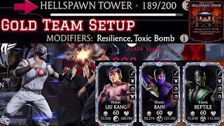 Fatal Hellspawn Tower Battle 189 MK Mobile | Gold Team & Talent Tree setup | Klassic Liu Kang️