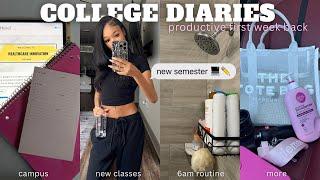 COLLEGE DIARIES | productive first week back: new classes, 6am routine, campus, + more