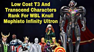 Low Cost T3 And Transcend Best Characters Rank For All WBL 2022 - Marvel Future Fight