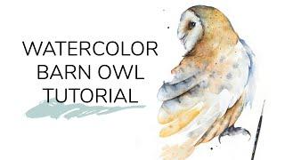 Painting a Barn Owl with Watercolor - Loose watercolors mixed with details