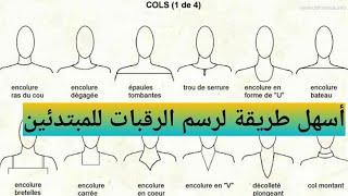 طريقة رسم و تفصيل أنواع الرقبات للمبتدئين️ différents types d'encolure