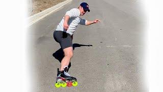 Learning how to stop on inline skates