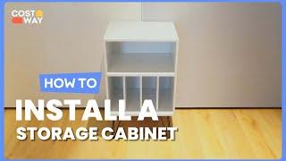 How to Install the Freestanding Record Player Stand Record Cabinet | HW63116 #costway #howto