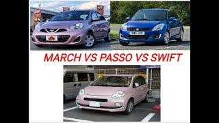 Toyota Passo VS Nissan March VS Suzuki Swift Comparison Review. Which is a better buy?