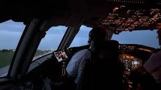 Heavy Boeing 767 Takeoff Cockpit View