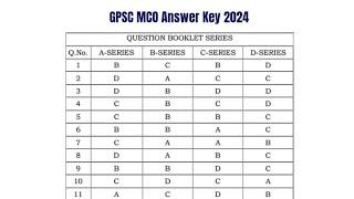 GPSC MCO Answer Key 2024 | Exam Key, Objections