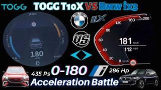 TOGG T10X AWD 435 Hp VS Bmw iX3 286 Hp 0-100 0-180 Hızlanma Testi inceleme Acceleration Battle Test