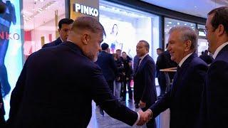 PODIUM CEO DMITRY MASHCHENKO GREETS PRESIDENT SHAVKAT MIRZIYOYEV DURING HIS VISIT TO TCM