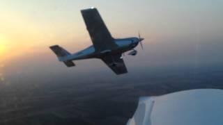 Twin takeoff at Sunset